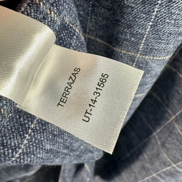 UNTUCKit Mens Button Up Shirt 3XL Gray Blue Windowpane Plaid 100% Cotton Flannel - Picture 6 of 7